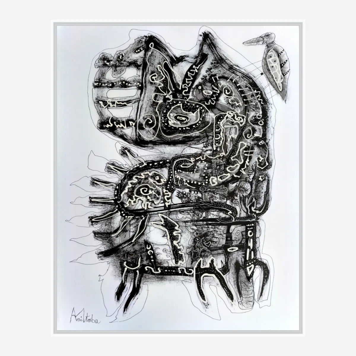 Canva print : "pecking bird"