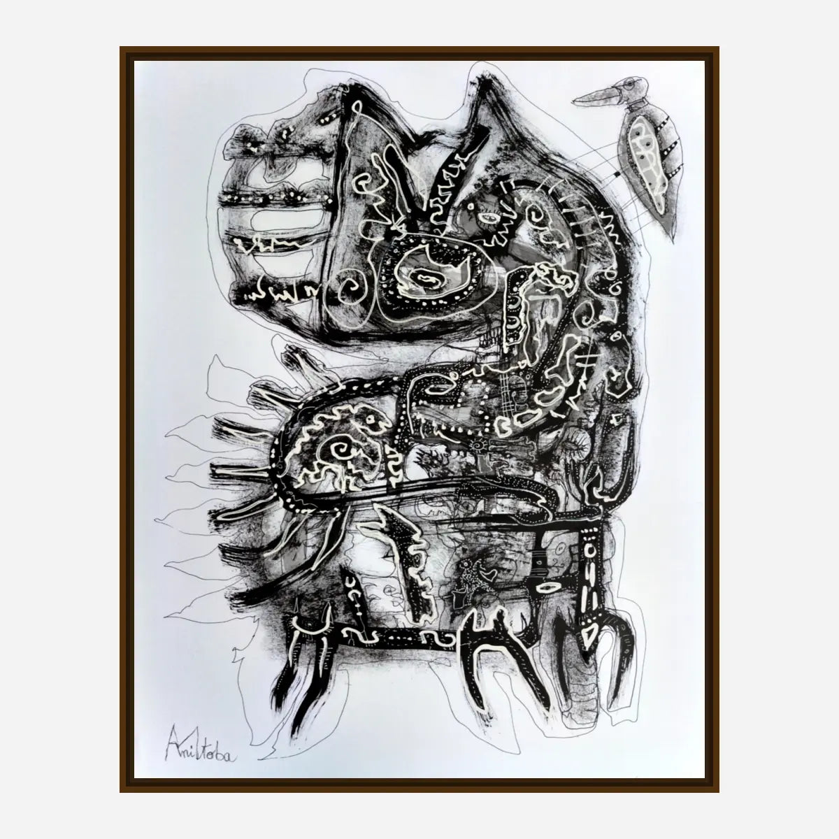 Canva print : "pecking bird"