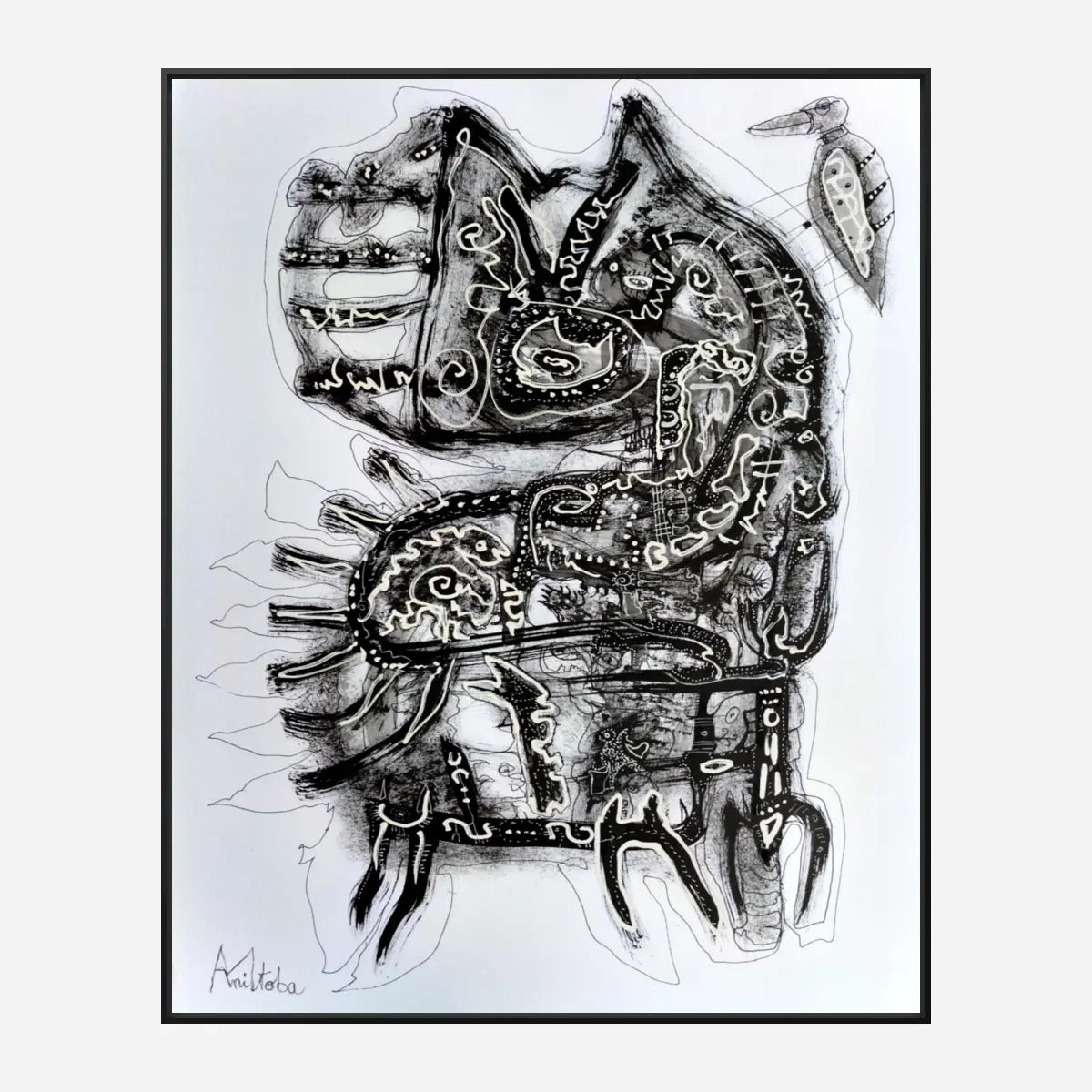 Canva print : "pecking bird"